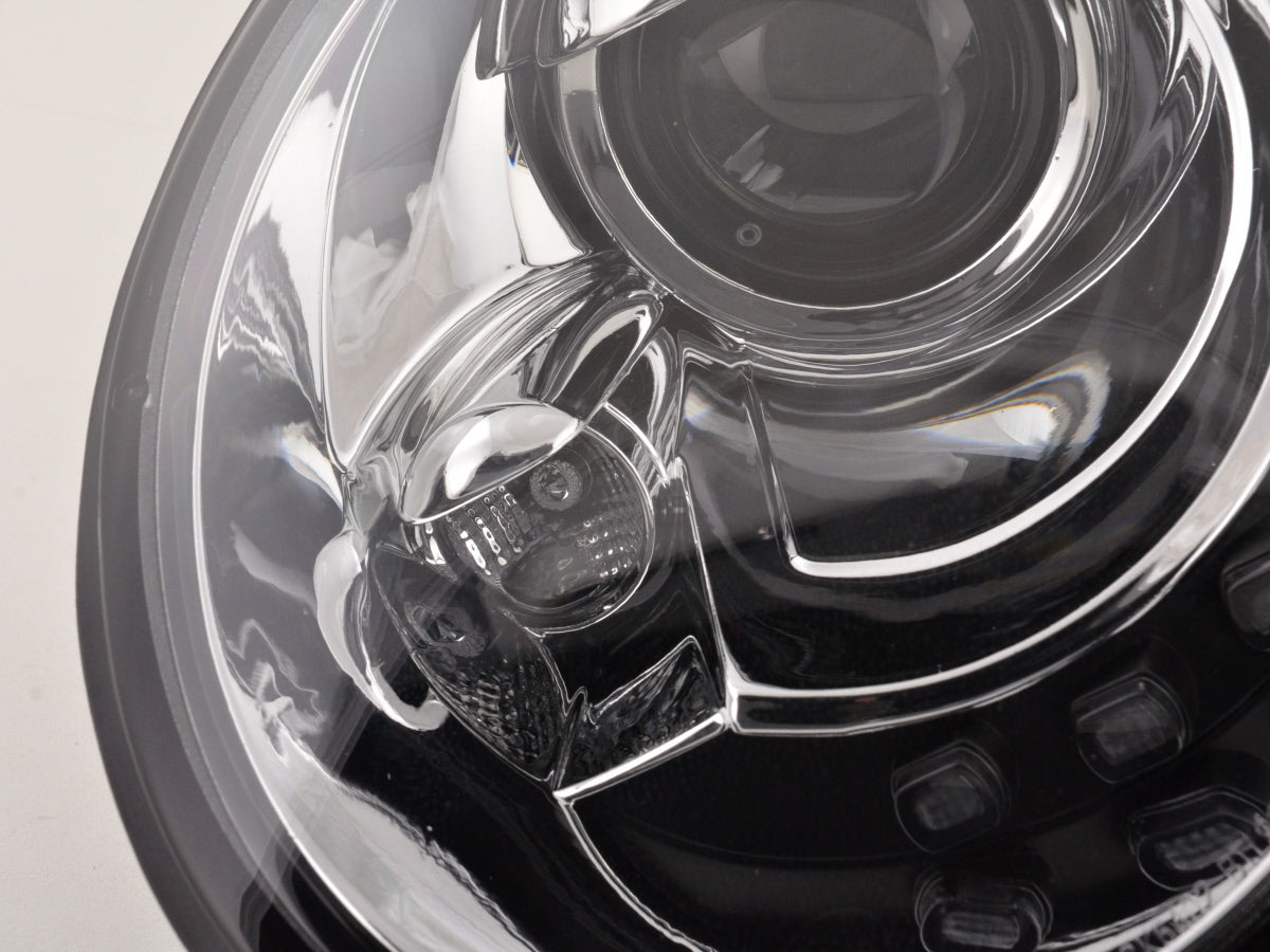 Scheinwerfer Set Daylight LED TFL-Optik VW New Beetle 9C 98-05 chrom Scheinwerfer Set Daylight LED TFL-Optik VW New Beetle 9C 98-05 chrom